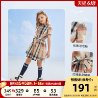 暇步士 童装女童连衣裙23夏季新款儿童短袖裙子大童公主裙