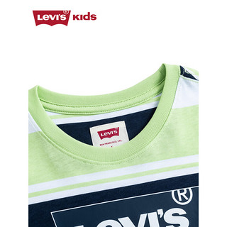 Levi's李维斯儿童男童短袖T2023夏新款凉感透气条纹清新纯棉上衣 星空绿 160/76(L)