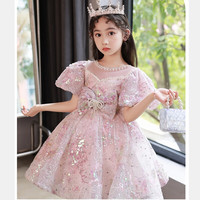 姣霓六一女童礼服花童蓬蓬纱亮片公主裙儿童钢琴演出服晚礼服儿童礼服 超蓬亮片厚重仅用于演出 130cm