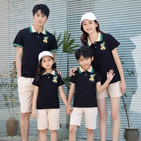 童心觅(TONGXINMI)亲子装夏装全家装新款沙滩度假短袖套装一家三口全家装母女父女装 黑色 儿童80