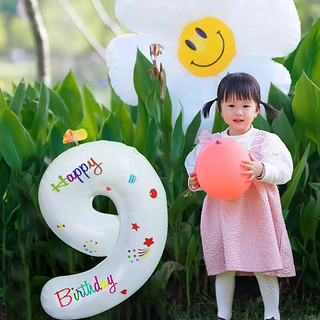 宫薰 数字气球生日派对场景布置装饰气球惊喜送女孩周年纪念宝宝周岁9