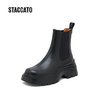 STACCATO 思加图 冬季新款英伦风切尔西靴烟筒靴厚底短靴女皮靴J2851DD2