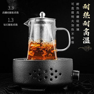 天喜（TIANXI）茶杯玻璃家用喝茶杯高档个人专用茶壶功夫茶具套装茶水分离泡茶壶 四方茶壶750ml+4只小茶杯