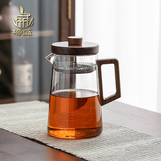 榜盛胡桃木泡茶壶茶具家用茶水分离玻璃办公室泡茶神器高档飘逸杯 君子茶壶大（800ml）