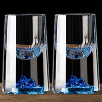 Luxury Flowers高档轻奢竖纹白酒杯套装手工刻面蓝山烈酒杯带刻度二两分酒器家用 竖纹10ml蓝山白酒杯2支