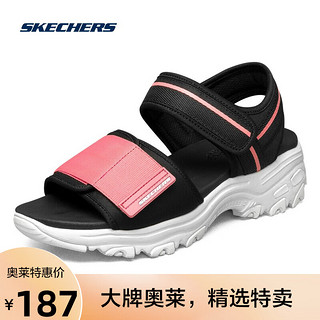 SKECHERS 斯凯奇 Dlite Sandal 女子凉鞋 119239/BKPK 黑/粉 35