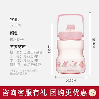 THERMOS 膳魔师 朱一龙同款水果系列保温杯Tritan塑料水壶便携运动水杯露营随行杯 多多桶-桃子