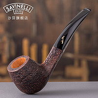 沙芬（SAVINELLI）全球限量手工石楠木烟斗P110S喷砂面6毫米过滤烟斗意大利进口12号