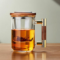 美斯尼玻璃茶杯茶水分离杯加厚耐热泡茶杯办公家用喝茶杯 梵音杯  透明 430ml