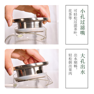 Scybe 喜碧 耐热玻璃凉水壶 1.8L家用大容量冷水壶冷热两用花茶壶玻璃杯伊诺