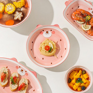 川岛屋（KAWASIMAYA）川岛屋草莓陶瓷碗家用可爱餐具特别好看的米饭碗汤碗盘子碗碟套装 5英寸米饭碗