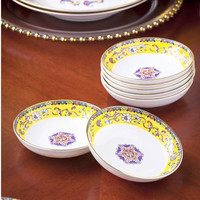 传世瓷景德镇家用陶瓷饭碗盘子中式骨瓷碗盘酒店会所摆台套装组合宫廷 国宴黄4英寸味碟（1个）