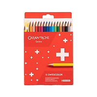 CARAN D'ACHE 凯兰帝 瑞士卡达文具彩铅 油性彩铅18色 彩色铅笔 专业美术套装 1284818