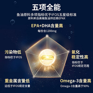 铂金高纯度深海鱼油软胶囊 83%无腥成人浓缩rTG型omega-3 海外原装进口 240粒/瓶