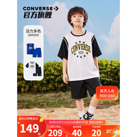 Converse 匡威童装男童短袖T恤短裤2件套2023夏季新款儿童经典星星套装 正黑色 120/60