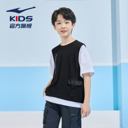 ERKE 鸿星尔克 童装2023夏季新款男童短袖t恤篮球卡通大童潮酷儿童上衣