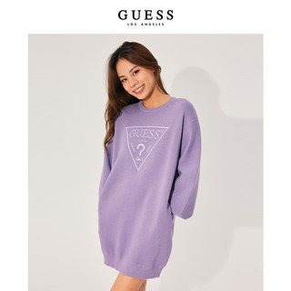 GUESS女倒三角LOGO时尚学院运动风连衣裙W1PK79KB5G0 G4R4-紫色 M （165/84A）