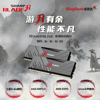 KINGBANK 金百达 黑刃 DDR5 6000MHz 台式机内存 马甲条 黑色 32GB 16GBx2