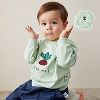 迷你巴拉巴拉男宝宝婴幼卫衣秋装童装防风男童婴儿卫衣 80cm（可开肩） 粉绿4303