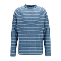 HUGO BOSS男士冬季款休闲舒适经典条纹圆领长袖T恤 XXL 465浅蓝色