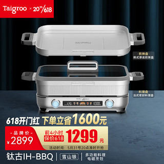 Taigroo 钛古电器 钛古(Taigroo)IHBBQ多功能料理锅电煮锅 多用途锅煎炸煮炖多功能锅IC-C21N01.S-04银色深浅三件套