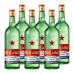 红星 绿瓶 1680 二锅头 清香纯正 56%vol 清香型白酒 750ml*6整箱装