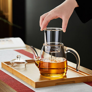 绿昌明玻璃煮茶壶茶水分离耐热高硼硅玻璃内胆泡茶壶复古高登壶 高登壶730ml