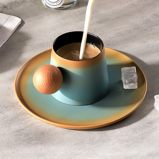 陶瓷咖啡杯套装高颜值下午茶杯子创意侘寂风拿铁杯家用牛奶马克杯