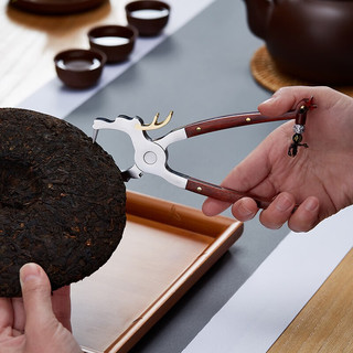 美斯尼 开茶器不锈钢龙头茶钳茶刀多用途普洱茶饼茶砖开茶器茶具配件 龙头茶钳（血檀）