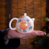 唐舍手绘龙蛋壶高端冰种德化白羊脂玉瓷茶壶功夫茶具泡茶壶礼品收藏 大师级龙蛋壶(粉色) 170毫升