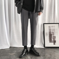 PBOA西裤男士正装春款商务休闲修身免烫九分小脚西服裤直筒垂感长裤子 YK9浅灰 31(120-130斤) 28(85-95斤) Y9深灰-九分裤