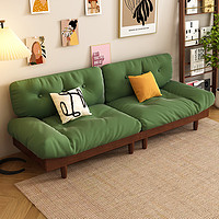 客家木匠 云朵沙发客厅现代简约法式侘寂日系奶油小户型三人位布艺实木沙发