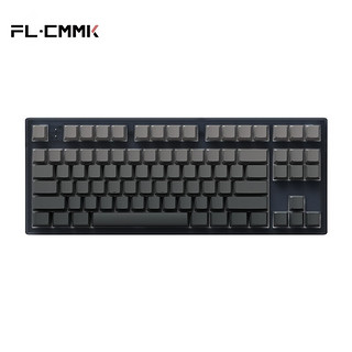 FL·ESPORTS 腹灵 MK870成品键盘蓝牙2.4G有线三模正刻侧刻键盘客制化机械键盘全键热插拔 DIY键盘 三模无线-黑曜石套件-墨影侧刻键帽 冰川紫轴