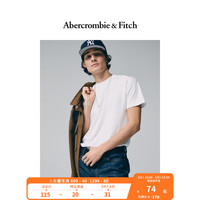 ABERCROMBIE & FITCH男装 美式休闲简约宽松基本百搭圆领短袖纯色廓形T恤 310921-1 白色 S (175/92A)