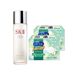 SK-II 3件套装 | SK-II日本日版SK2神仙水230ml+尤妮佳保湿绵柔化妆棉66枚/盒*2盒(保税)