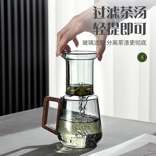 青苹果 QINGPINGGUO）玻璃泡茶杯男女生水杯茶水分离设计小众高档个人专用茶杯 透明色星空三件杯