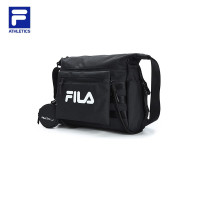 FILA 斐乐 官方斜挎包情侣款2023春季新款简约运动健身休闲单肩包 深黑-BK XS