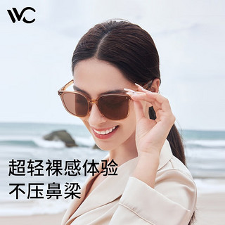 VVC柠下墨镜防晒女夏季开车户外骑行遮阳眼镜可折叠百搭墨镜 墨玳色(圆框)
