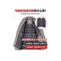 杉杉 行政夹克男 外套男秋季新款简约轻商务休闲纯色可脱卸羽绒内胆翻领男士上衣青年干部男装Q 藏青色(拉链羽绒款) 170