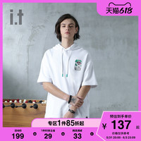 it UNDERGARDEN男装连帽短袖卫衣夏季潮流漫画香烟休闲印花3239