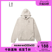 it 5cm/FIVECM男装连帽卫衣冬季潮流个性磨损破洞3120W1H