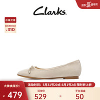 Clarks其乐女鞋春款单鞋女办公通勤平底鞋芭蕾舞船鞋女士鞋子 沙色 261668164 36
