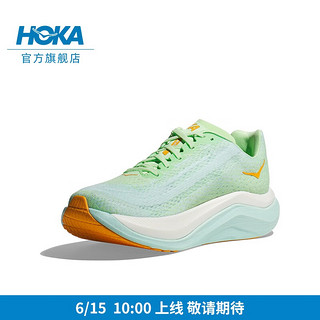 HOKA ONE ONE男女款马赫X竞赛公路跑步鞋Mach X回弹缓震 青柠色 / 亮海蓝-女 38.5/240mm