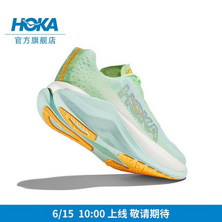 HOKA ONE ONE男女款马赫X竞赛公路跑步鞋Mach X回弹缓震 青柠色 / 亮海蓝-女 38.5/240mm