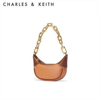 CHARLES＆KEITH22夏新品CK2-20270927女士波光链条拉链手提单肩包 Pumpkin南瓜色 S