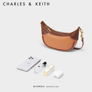 CHARLES＆KEITH22夏新品CK2-20270927女士波光链条拉链手提单肩包 Pumpkin南瓜色 S