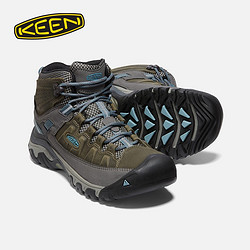 KEEN 官方新品TARGHEE III MID WP户外防水耐磨登山鞋靴徒步鞋女 磁铁灰/大西洋蓝-1023040 39女