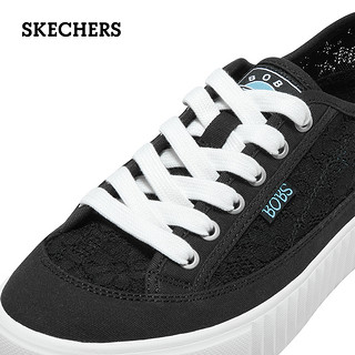 Skechers斯凯奇2023夏透气BOB'S系列女士饼干鞋休闲鞋舒适帆布鞋 黑色/BLK 38