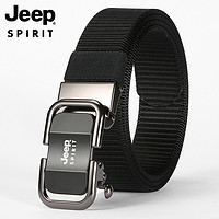 JEEP SPIRIT JEEP吉普皮带男士尼龙腰带韩版潮流时尚裤腰带耐磨耐穿品牌皮带 BT0407黑色 均码-130CM（可剪短）