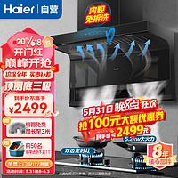 Haier 海尔 抽油烟机灶具套装 顶侧双吸挥手智控 22立方大吸力EC710+天燃气灶
